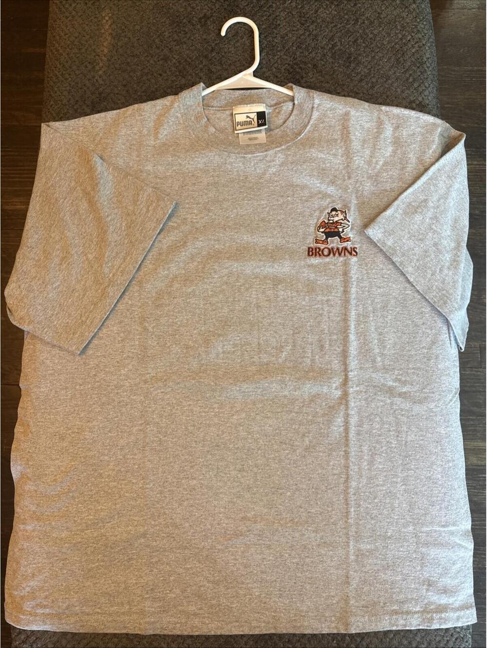 Vtg Puma Cleveland Browns Shirt Mens XL Gray Brownie Elf NFL Football 90s Y2K